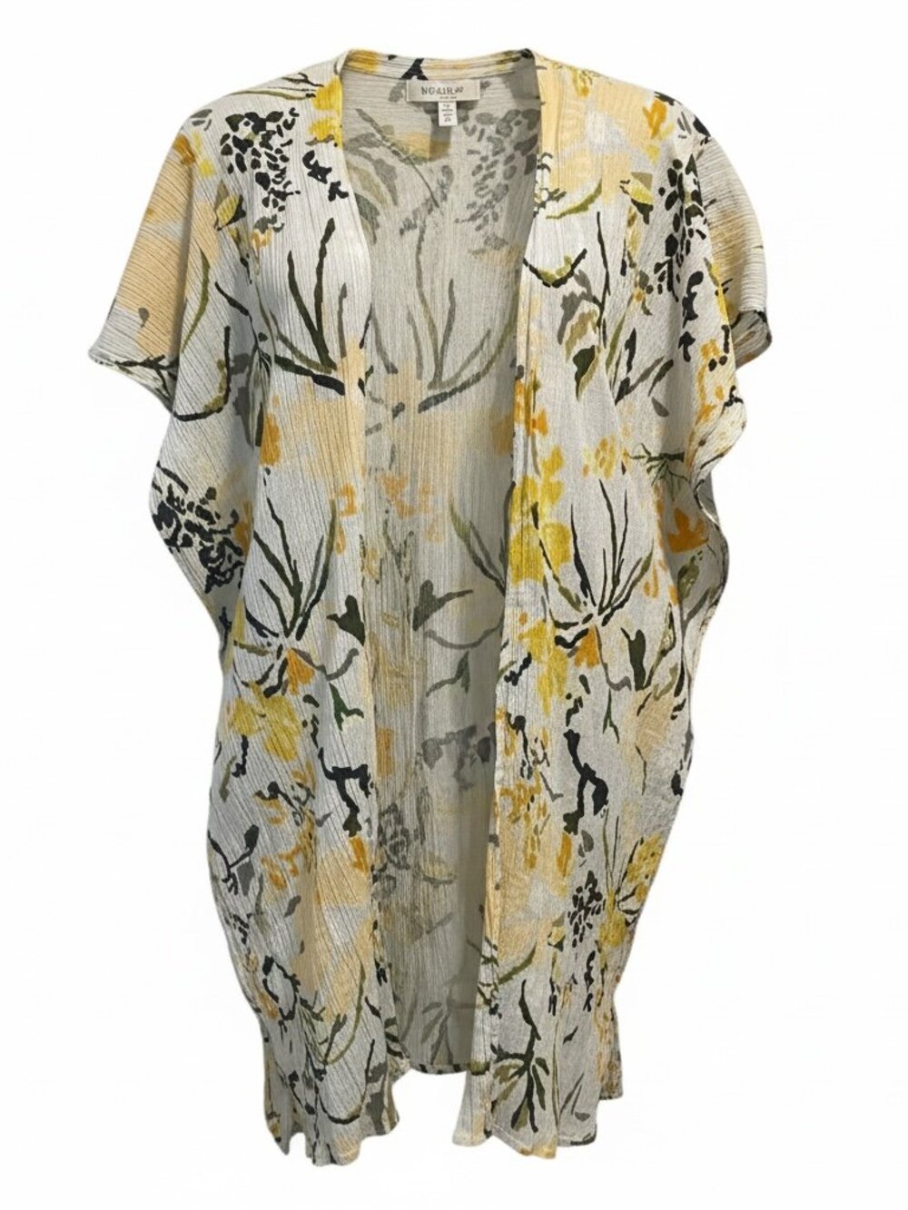 Floral Cotton Kimono Coverup White Yellow Boho Beach Size M America & Beyond